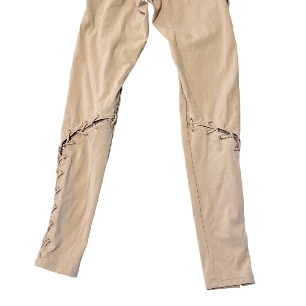 Carbon38 Women Tan Lace Up High Rise Leggings Size M Polyamide Blend Activewear - Picture 6 of 9